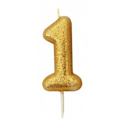 gold glitter number 1 candle