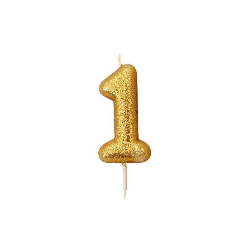 gold glitter number 1 candle