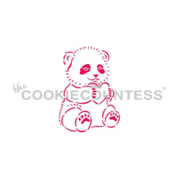 stencil panda with heart -...