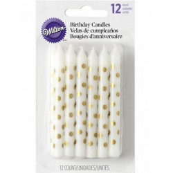 white candles gold dots x...