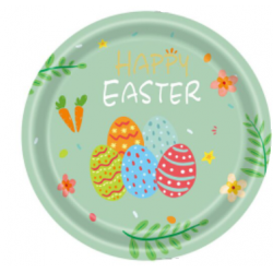 8 plates - Happy Easter green
