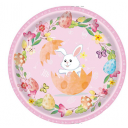 8 plates - Happy Easter pink