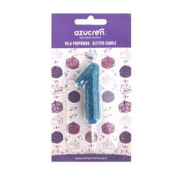 blue glitter number 1 candle
