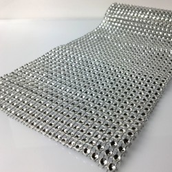 Fake diamante ribbon silvered - 100cm x 3.5cm
