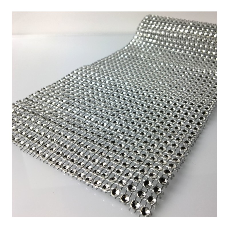 Falso diamante cinta plateada - 100cm x 3.5cm