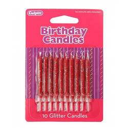 10 x red glitter candle -...