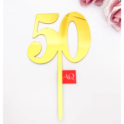 golden acrylic cake topper...