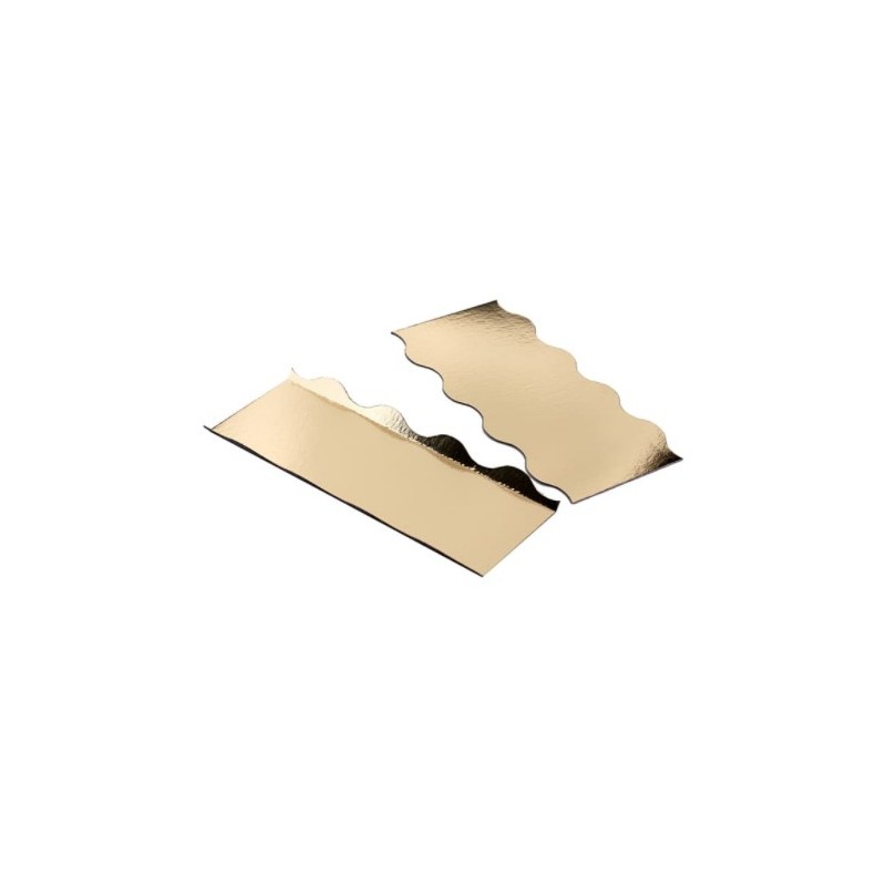 borde festoneado doble lado de oro y negro - 25 x 10 cm x 1 mm - (+ 2 + 2 cm de pliegues laterales)