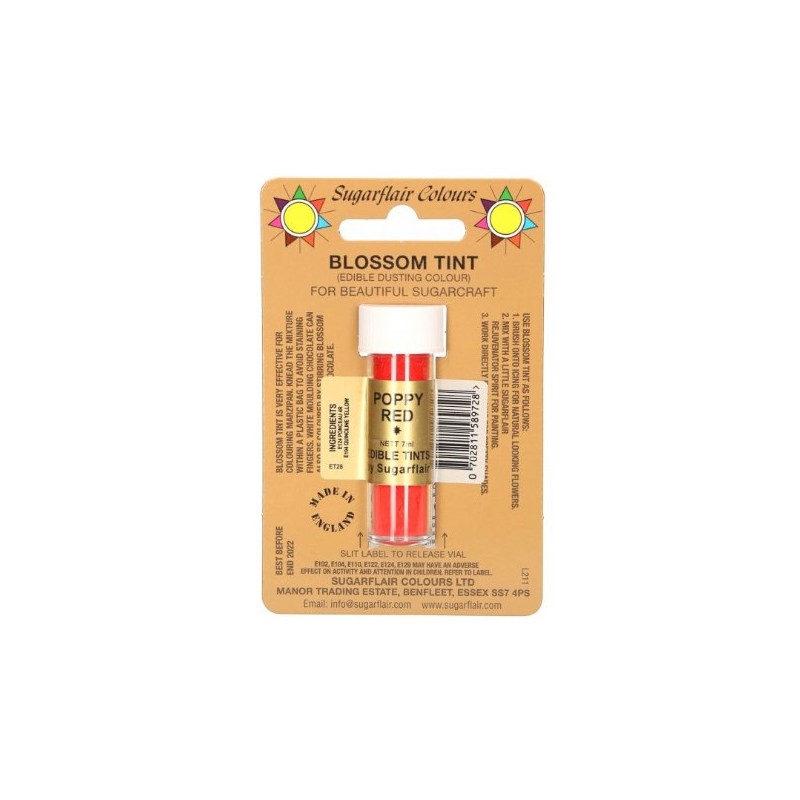 poudre alimentaire poppy red / rouge coquelicot - 7ml - Sugarflair