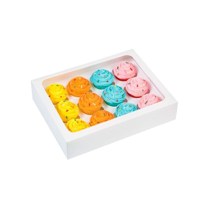 boîte à 12 cupcakes & insert - blanc