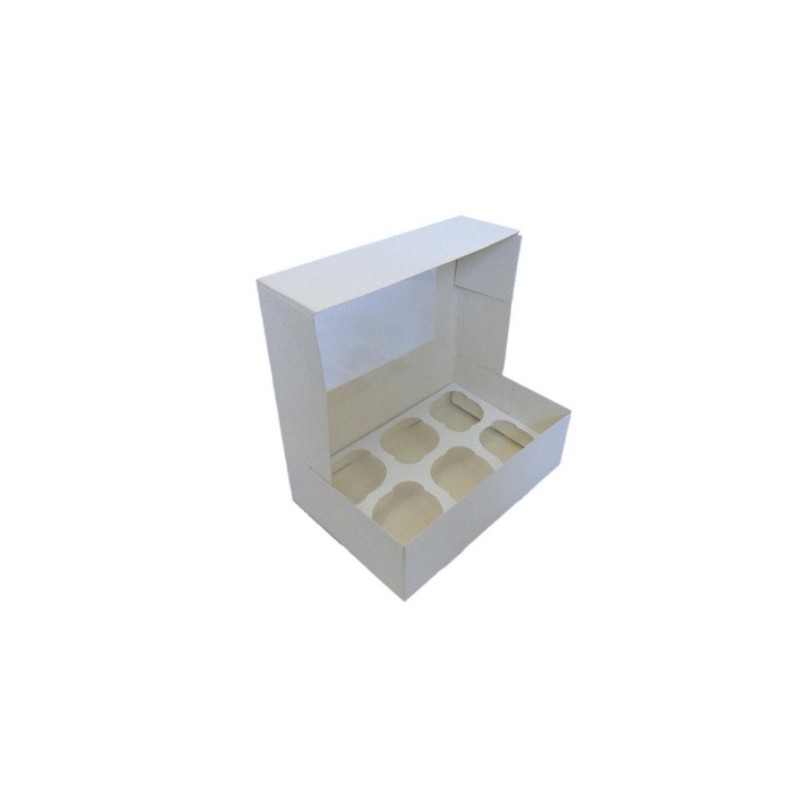 box 6 cupcake & insert - white