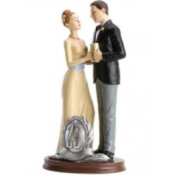 figurine couple de mariés - 25ème anniversaire - 20cm
