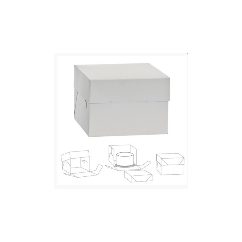 boîte en carton pour gâteau - blanc - 30.5 x 30.5 x H30cm - Decora