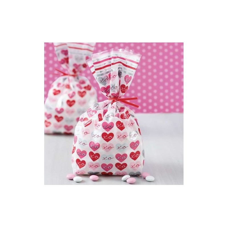 20 Sacchetti con cuori hello valentine - Wilton - 10,1 x 5 x 24,1 cm