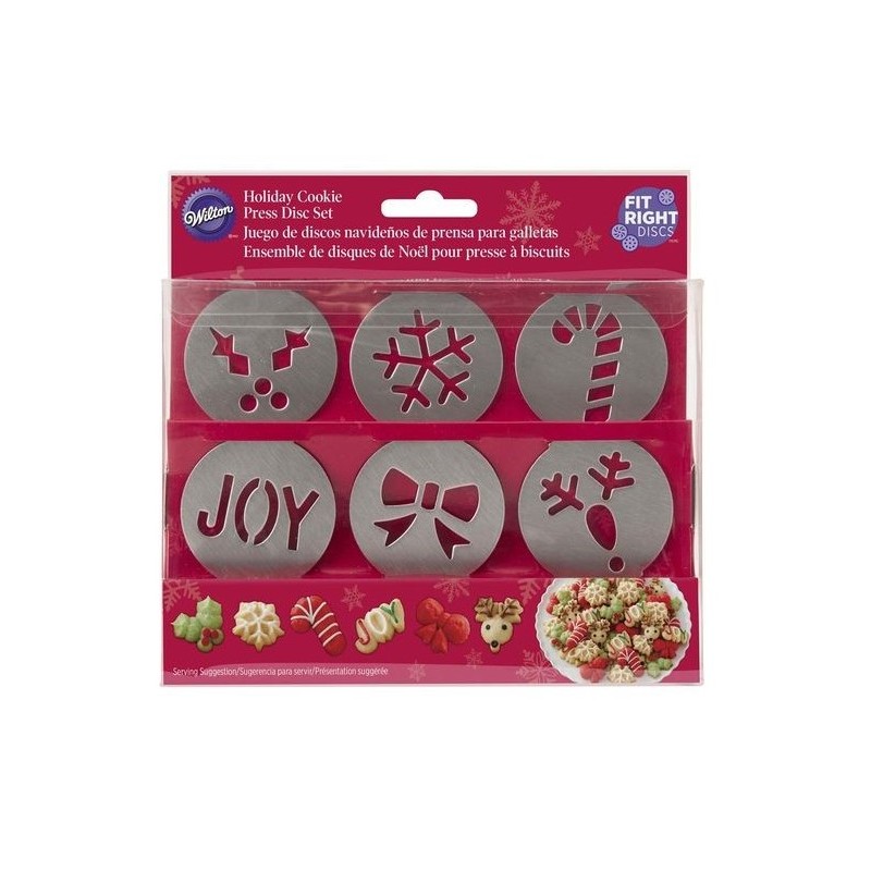 Holiday cookie press disc set - 6p - Wilton