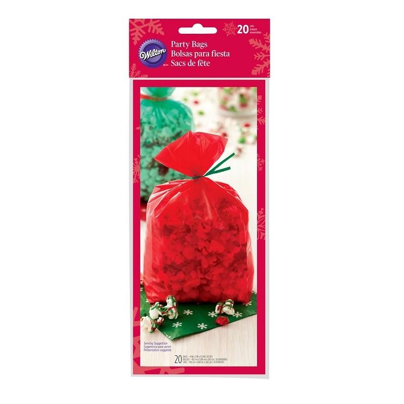 20 Sacs de Noël - verts et rouges - Wilton - 10.1 x 5.08 x 24.1 cm