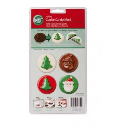 Molde para galletas con caramelo árbol y Santa Claus Wilton