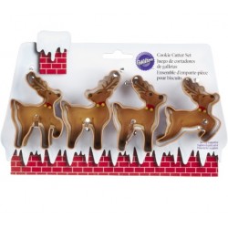 Juego de cortadores de galletas renos de Navidad - Wilton - 4p - 7.5 cm