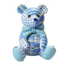 Figur - blaue Teddybären Patchwork - 65mm - Culpitt