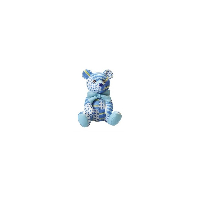 Figurine - ours bleu en peluche patchwork - 65mm - Culpitt