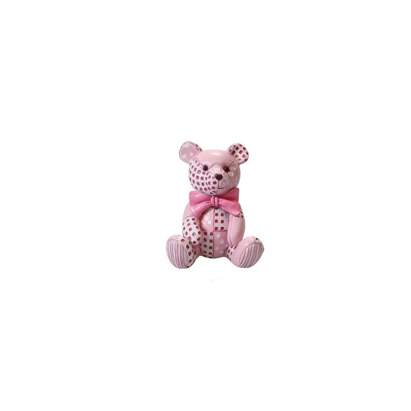 Figurine - pink patchwork Ted - 65mm - Culpitt