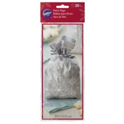 20 Bolsas navideñas- plata copo de nieve - Wilton - 10.1 x 5.08 x 24.1 cm