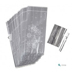 20 Christmas bags- silver snowflakes - Wilton - 10.1 x 5.08 x 24.1 cm
