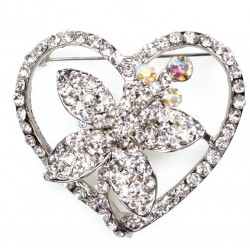 Broche de diamantes flor y corazón - Culpitt