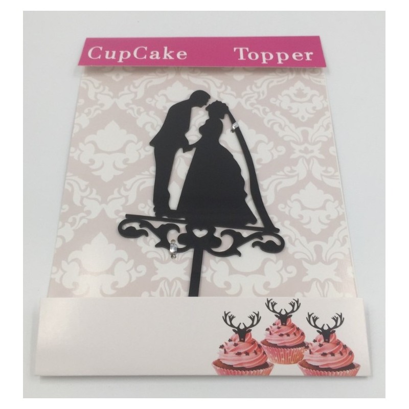 Cake topper acrylique - silhouette de mariés 1