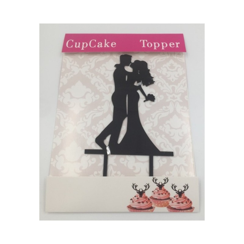 Cake topper acrylique - silhouette de mariés 3