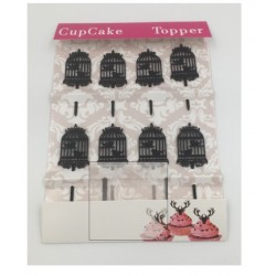 Cupcake mini topper acrilico - jaula - 8p
