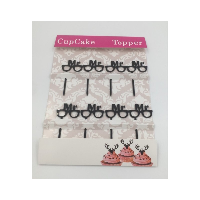 Cupcake mini topper acrylique - lunettes Mr - 8p