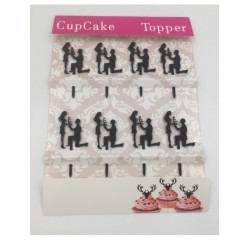 Cupcake mini Acryl Topper - Braut und Bräutigam Silhouette 1 - 8p