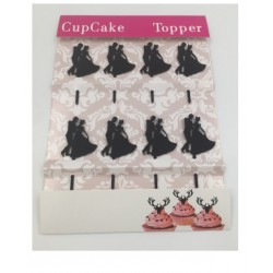 Cupcake mini Acryl Topper - Braut und Bräutigam Silhouette 2 - 8p
