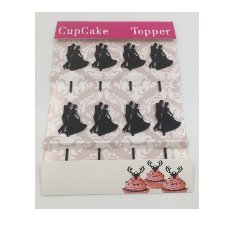 Cupcake mini topper acrilico - silueta novios 2 - 8p