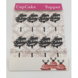 Cupcake mini acrilico topper - happy birthday - 8p