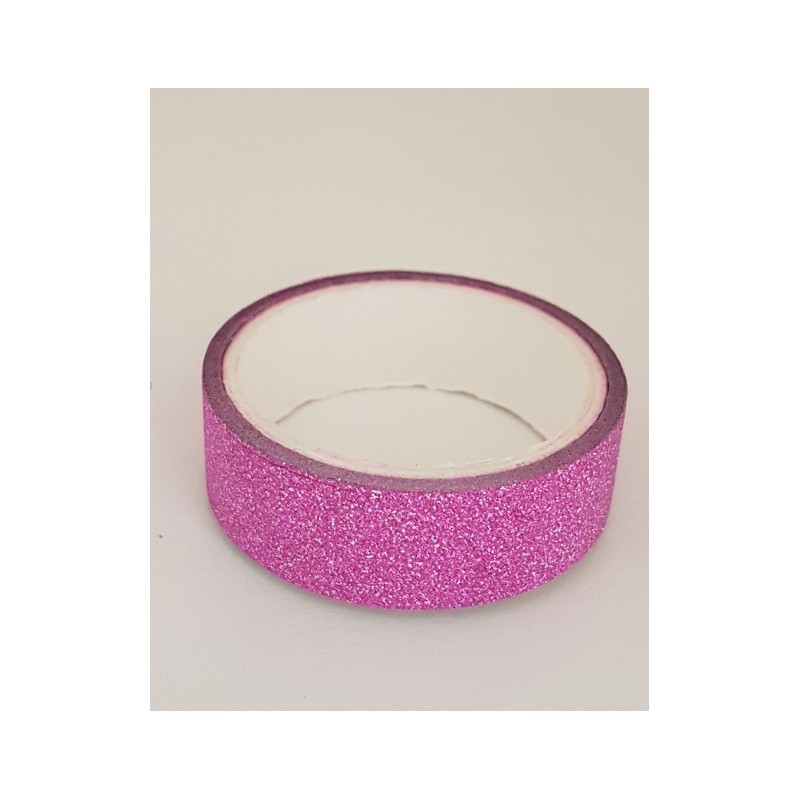 Tape / Cinta adhesiva purpurina - rosa - 1.4 cm x 2.5 m
