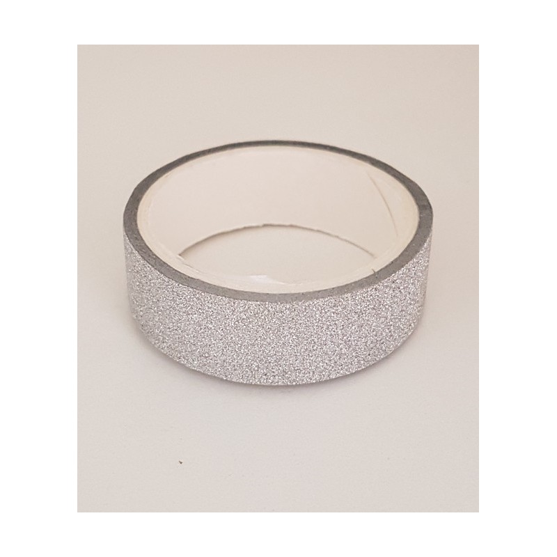 Tape / Adhesive glitter tape - silver - 1.4 cm x 2.5 m