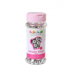 Perles en sucre maxi - argent métalisé - Ø8mm - 80g - Funcakes