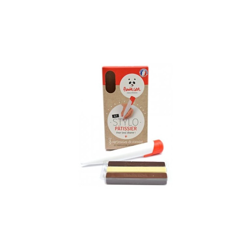 Kit stylo pâtissier + 3 cartouches de chocolat (blanc, lait et noir) PANDACOLOR®