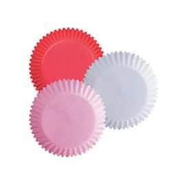 assortiment caissettes à cupcake rouge/rose/blanc - 75pcs - 5cm Ø - Wilton