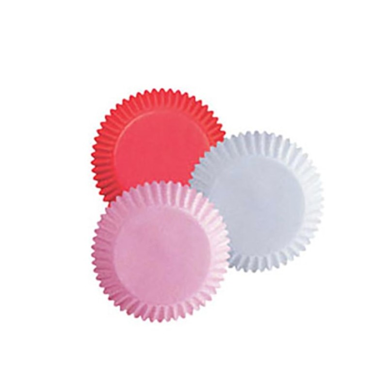 assorted baking cups red/pink/white - 75pcs - 5cm Ø - Wilton