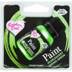 peinture alimentaire nacrée - spring green / vert printemps - 25 ml
