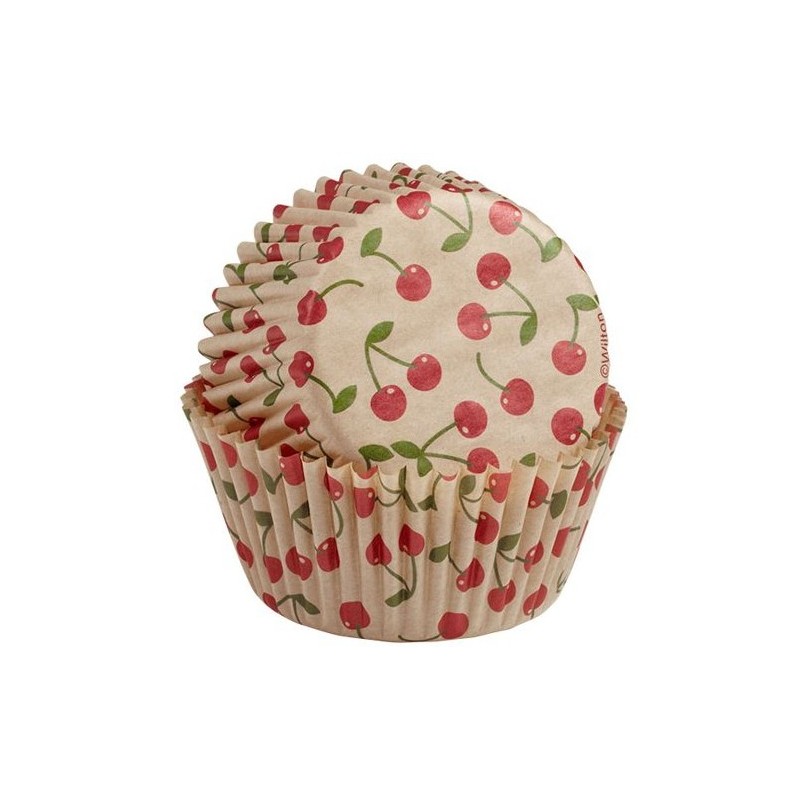 mini caissettes à cupcake cerises - 100pcs - 3.1cm Ø - Wilton