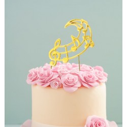 Cake Topper placcato oro - NOTE MUSICALI - Sugar Crafty