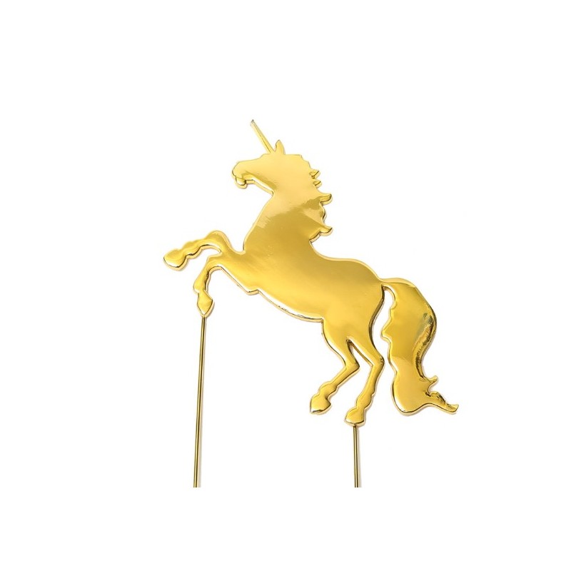 Gold Plated Cake Topper - STAND UP UNICORN  - Sugar Crafty