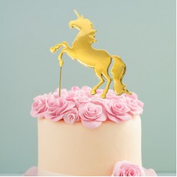 Gold Plated Cake Topper - STAND UP UNICORN  - Sugar Crafty