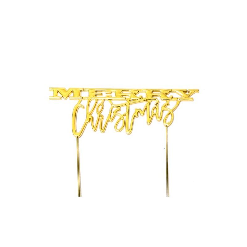 Gold Plated Cake Topper - MERRY CHRISTMAS - Sugar Crafty