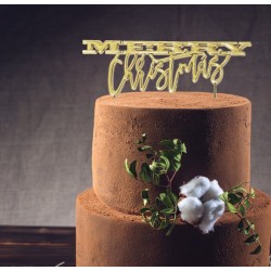 Cake Topper placcato oro - MERRY CHRISTMAS - Sugar Crafty