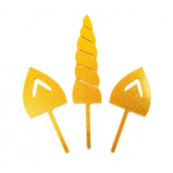 Cake Topper dorado - SET UNICORNIO - 3p - Sugar Crafty